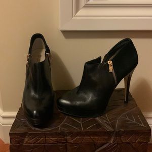 Black,Leather/Suede Platform, Ankle Boots